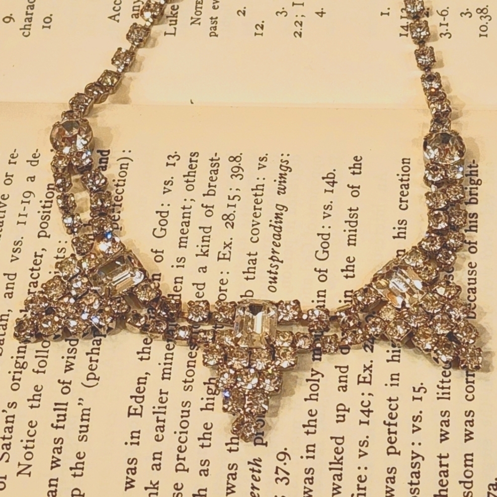 Art Deco Wedding Necklace Vintage Crystal/Rhinestone 13.5" Choker Collar